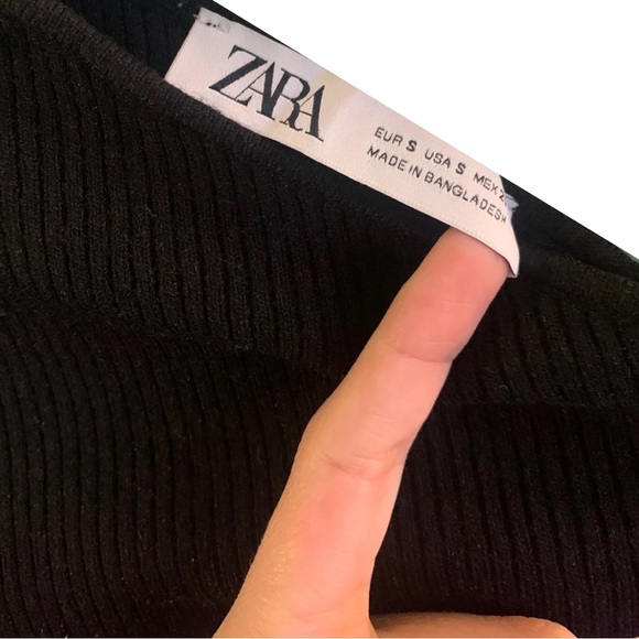 Zara Black Asymmetric Knit Ribbed Long Sweater Size S New - Picture 5 of 8